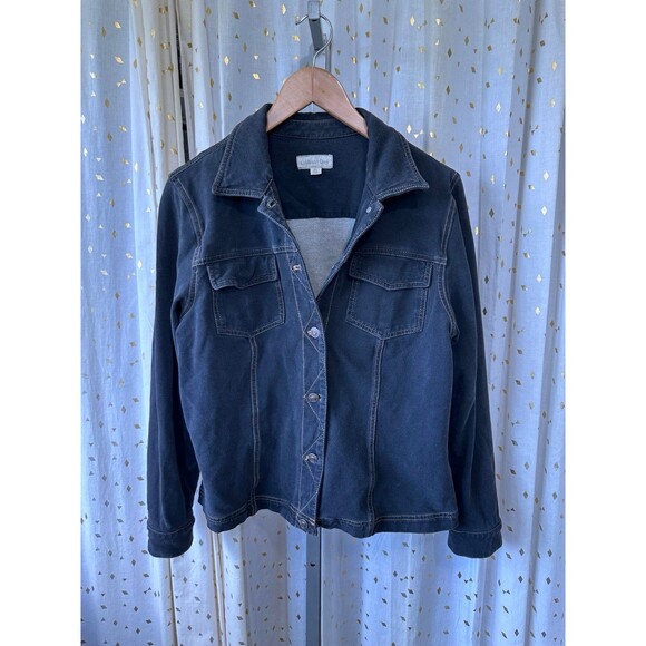 Coldwater Creek Women's Button Front Shacket Stretch Denim Feel Jacket Petite L - Picture 2 of 7